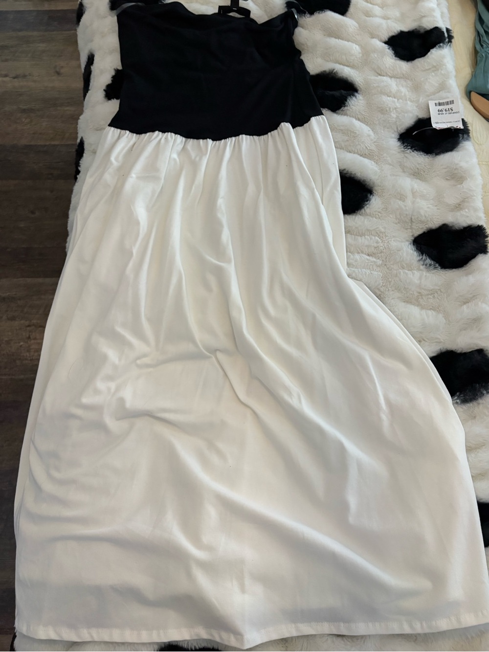 Black & White Maxi Dress - Colorblock Scoop Neck